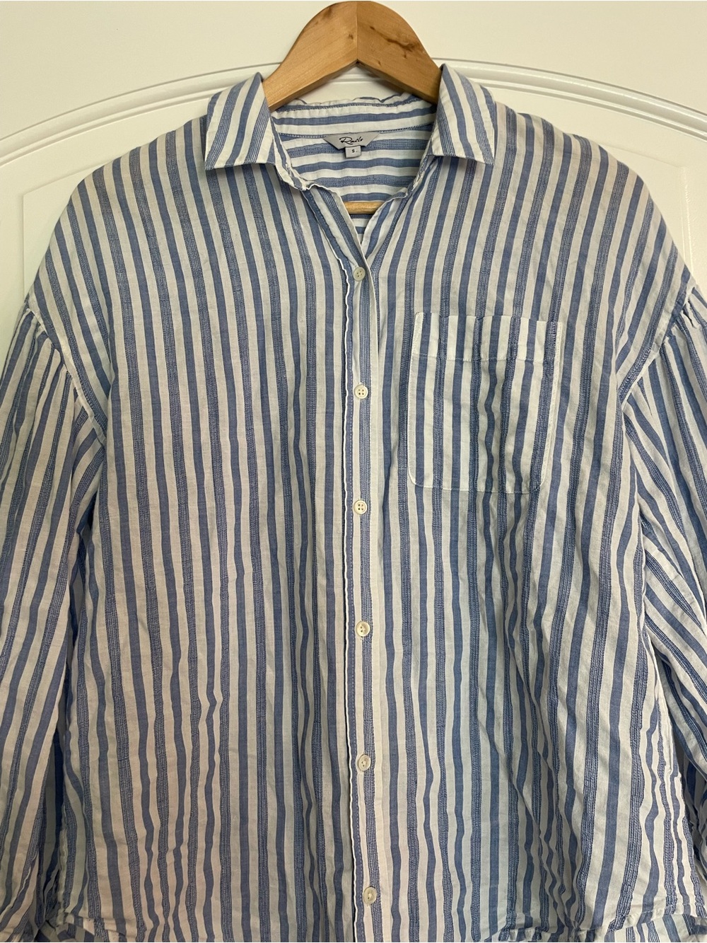 Rails Cotton Shirt Women’s Button Down Blue White Striped Long Sleeve Small - Picture 2 of 8